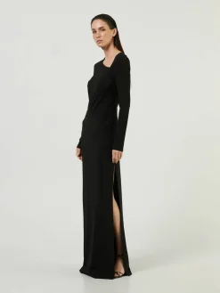 Abendkleid mit seitlichen Schlitz Schwarz