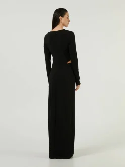Abendkleid mit seitlichen Schlitz Schwarz