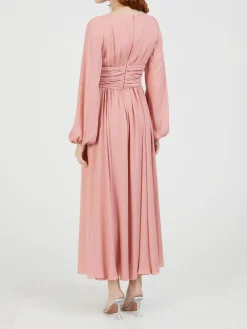 Abendkleid mit V-Ausschnitt Rosé