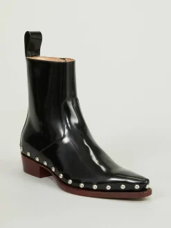 Ankle Boots mit Nieten-Details Schwarz