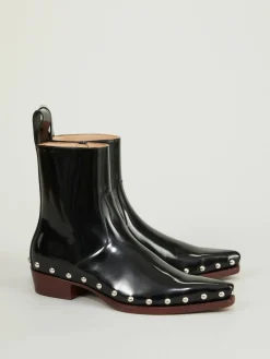 Ankle Boots mit Nieten-Details Schwarz