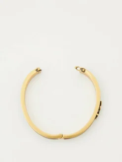 Armreif mit Leder Gold