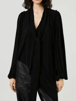 Asymmetrische Bluse Schwarz