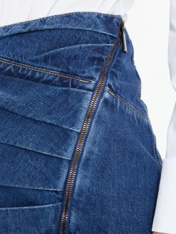 Asymmetrischer Jeansrock Mittelblau