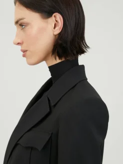 Asymmetrischer Wollblazer Schwarz