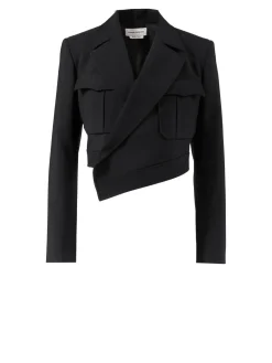 Asymmetrischer Wollblazer Schwarz