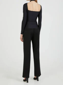 Asymmetrisches Langarmshirt Schwarz