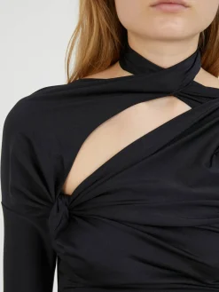 Asymmetrisches Langarmshirt Schwarz