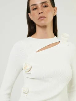 Asymmetrisches Langarmshirt Weiß
