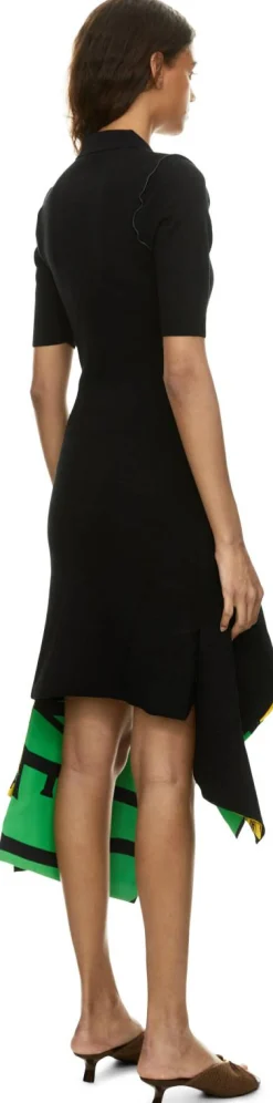 Asymmetrisches Midikleid Schwarz