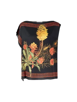 Asymmetrisches Top aus bedrucktem Viskose-Twill Multi