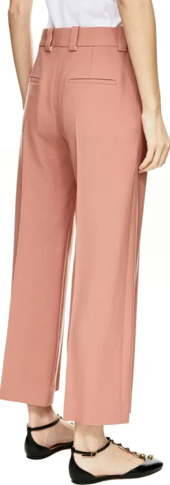 Ausgestellte Bootcut-Hose aus Wollgabardine Pink