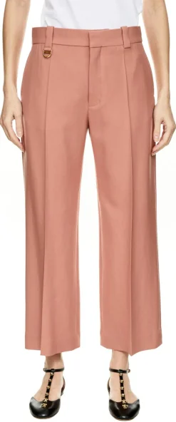 Ausgestellte Bootcut-Hose aus Wollgabardine Pink