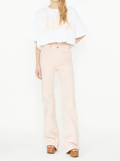 Ausgestellte Jeans aus Baumwolle Rosé