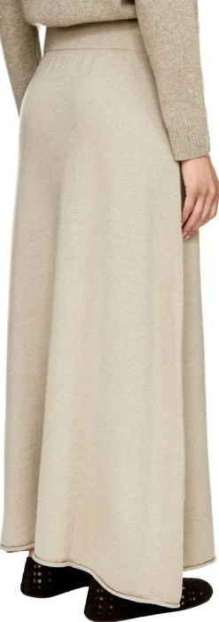 Ausgestellter Midirock aus Seide und Cashmere Summer Taupe