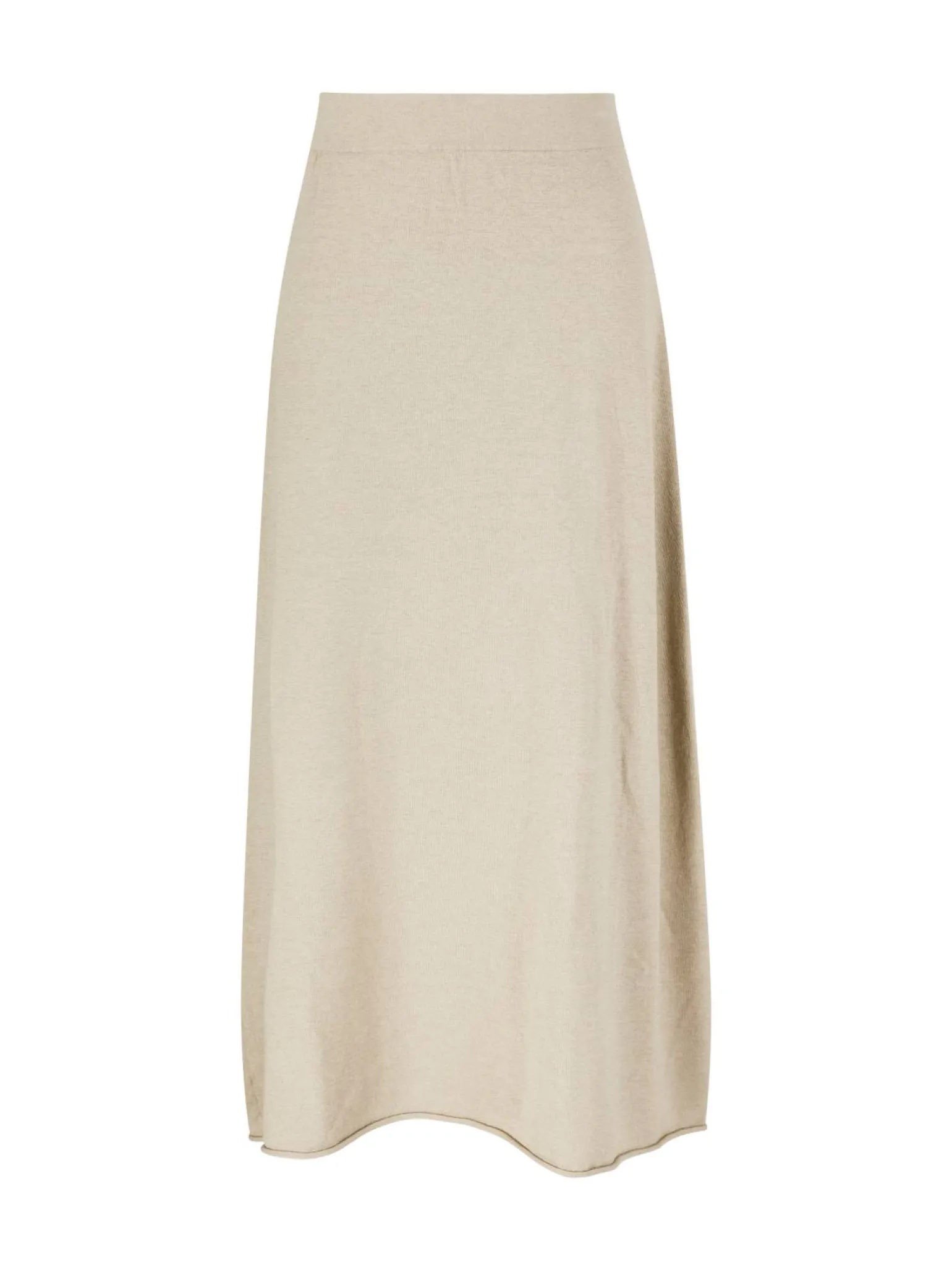 Ausgestellter Midirock aus Seide und Cashmere Summer Taupe