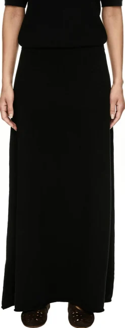 Ausgestellter Midirock aus Seide und Cashmere Black