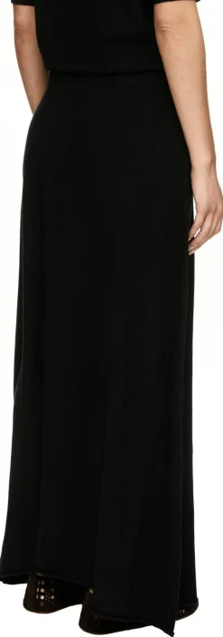 Ausgestellter Midirock aus Seide und Cashmere Black