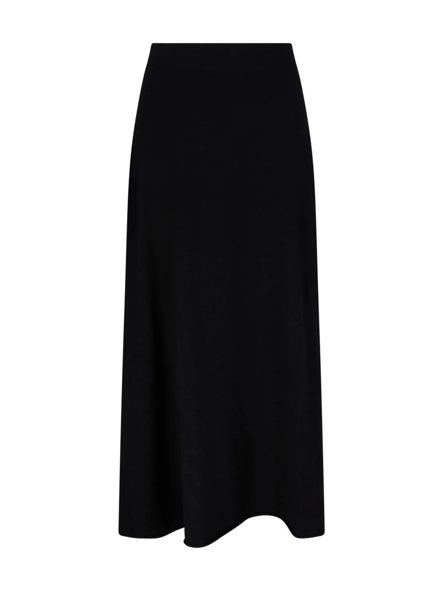 Ausgestellter Midirock aus Seide und Cashmere Black