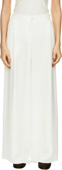 Ausgestellte Seidenhose Weiß