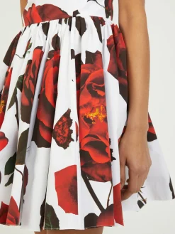 Ausgestelltes Kleid Weiß/Rot