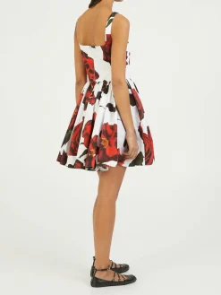 Ausgestelltes Kleid Weiß/Rot