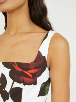 Ausgestelltes Kleid Weiß/Rot