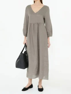 Ausgestelltes Leinenkleid Grau
