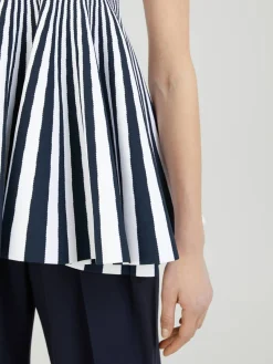 Ausgestelltes Polo-Shirt Weiß/Marineblau