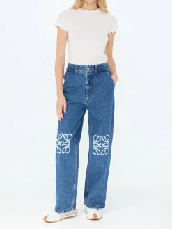 Baggy-Jeans mit Anagram Mittelblau