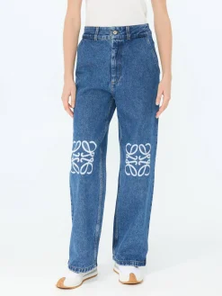 Baggy-Jeans mit Anagram Mittelblau