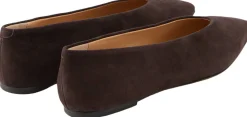 Ballerina aus Veloursleder Dunkelbraun