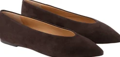 Ballerina aus Veloursleder Dunkelbraun