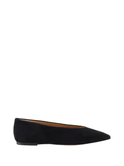 Ballerina aus Veloursleder Marineblau
