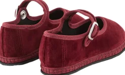 Ballerina 'Mary Jane' aus Samt Bordeaux