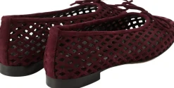 Ballerina 'Mesh' aus Veloursleder Plum