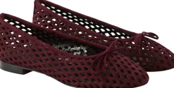 Ballerina 'Mesh' aus Veloursleder Plum
