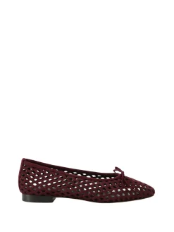 Ballerina 'Mesh' aus Veloursleder Plum