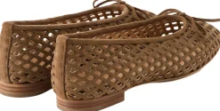 Ballerina 'Mesh' aus Veloursleder Braun