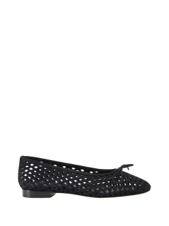 Ballerina 'Mesh' aus Veloursleder Marineblau