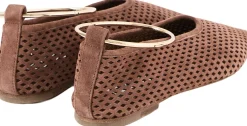 Ballerina mit Metallfußkettchen aus Veloursleder Braun