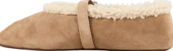 Ballerinas aus Veloursleder mit Shearling Camel