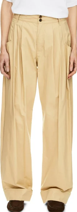 Barrel-Fit Stoffhose 'Lindsay' Beige