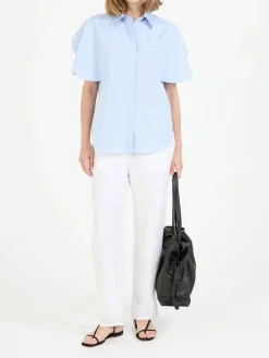 Baumwollbluse Hellblau