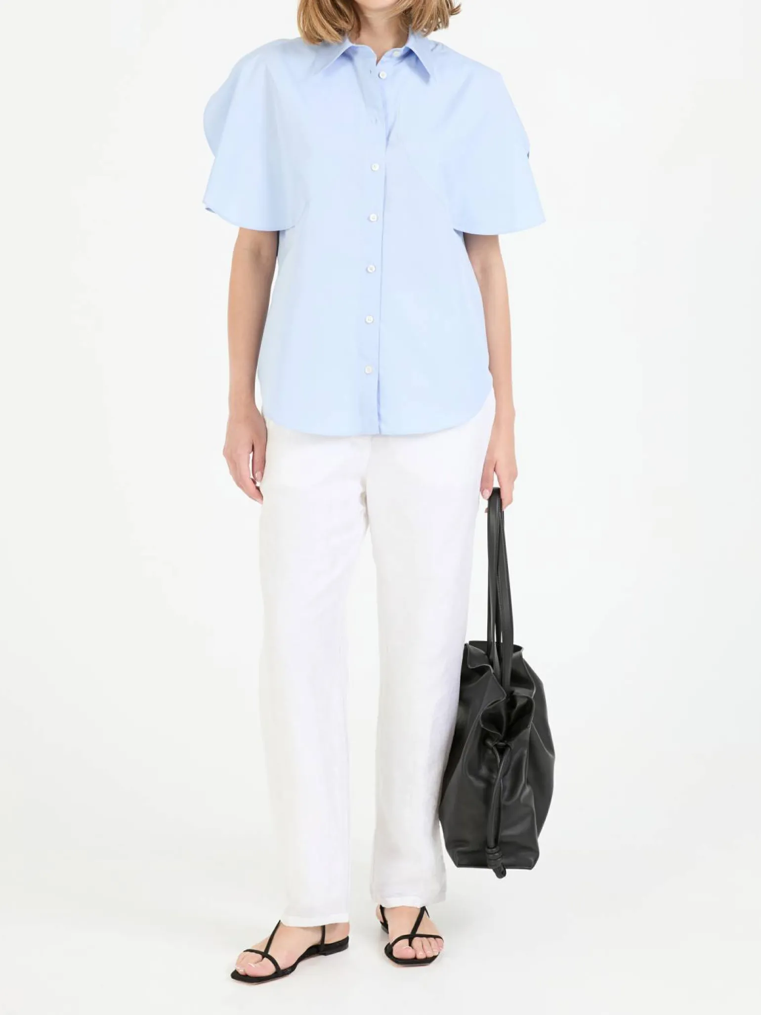 Baumwollbluse Hellblau