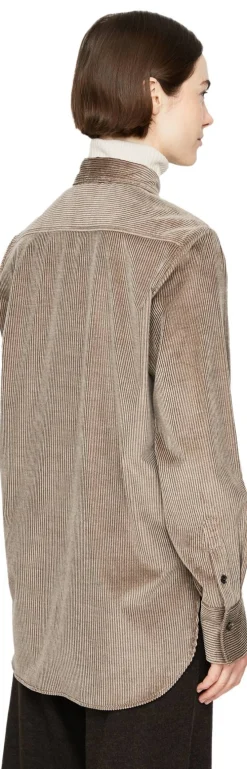 Baumwoll-Cashmere Cordhemd Braun