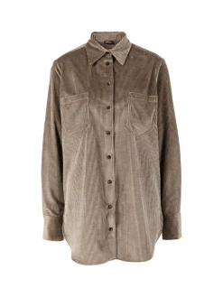Baumwoll-Cashmere Cordhemd Braun