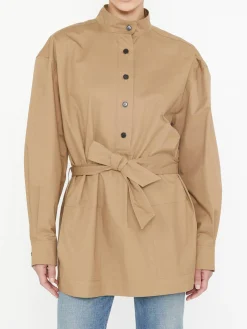 Baumwollhemd mit Gürtel Beige