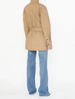 Baumwollhemd mit Gürtel Beige