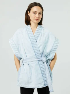 Baumwoll-Kimono Hellblau